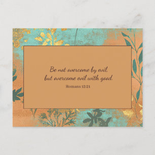 Be Not Overcome by Evil Terracotta Bible Verse  Postcard