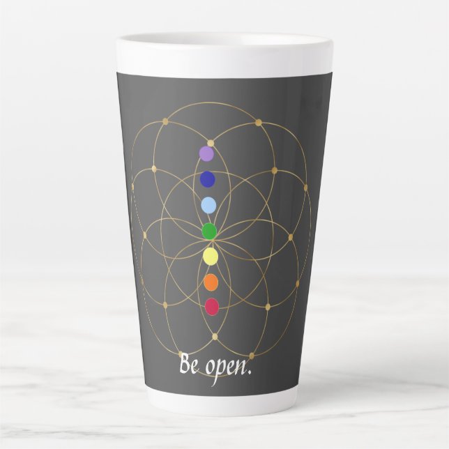 Be Open Chakra & Seeds of Life Latte Mug (Front)