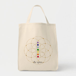 Be Open Chakra & Seeds of Life Tote Bag