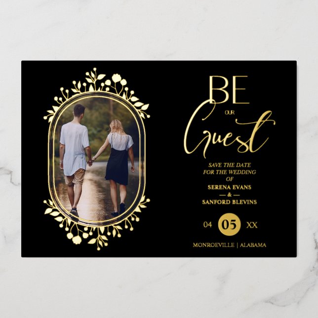 Be our Guest Black Wedding Fancy Frame Flowers (Front)