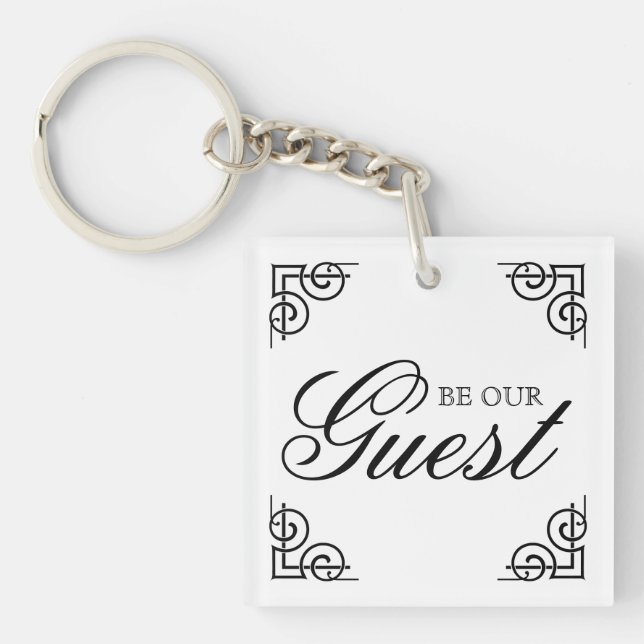 Be Our Guest Decorative Typography Key Ring (Front)