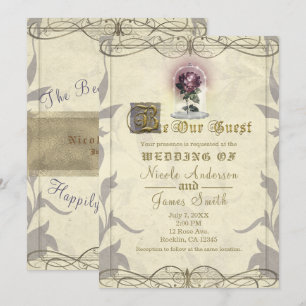 Be Our Guest Enchanted Rose Gold Vintage Wedding Invitation
