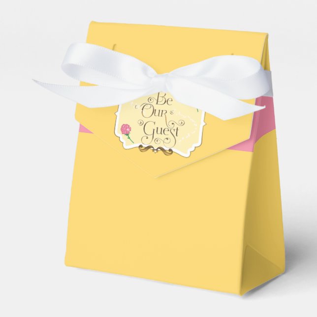 BE OUR GUEST Pink Rose Birthday Party Favour Boxes (Front Side)