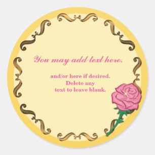 Be our guest-Pink Rose Elegant Birthday Party Classic Round Sticker