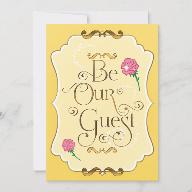 BE OUR GUEST Pink Roses Elegant Event Party Invitation (Front)