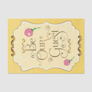 Be Our Guest Pink Roses Yellow Gold Princess Tissue Paper
