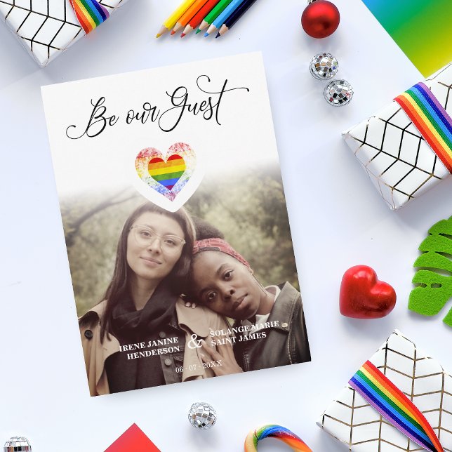 Be Our Guest Pride Rainbow Heart Lesbian Gay LGBT Invitation (Creator Uploaded)