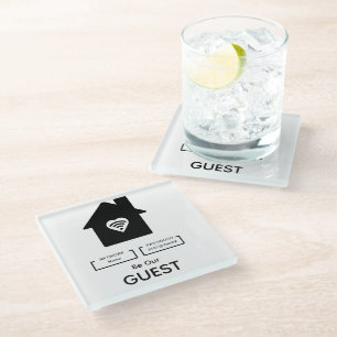 Be Our Guest WIFI information Password Hotel Decor Glass Coaster