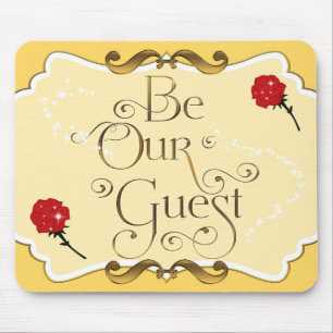 BE OUR GUEST Yellow Gold Red Roses Mouse pad