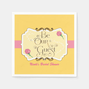 Be Our Guest Yellow & Pink Rose Princess Party Napkin