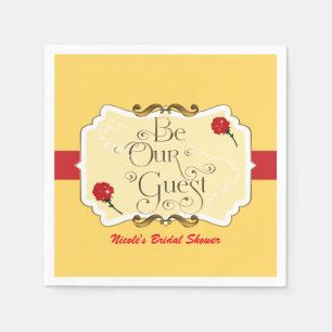 Be Our Guest Yellow & Red Rose Princess Party Napkin