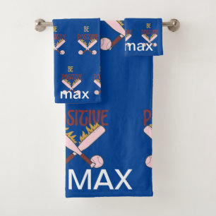 Be positive baseball custom personalised  bath towel set