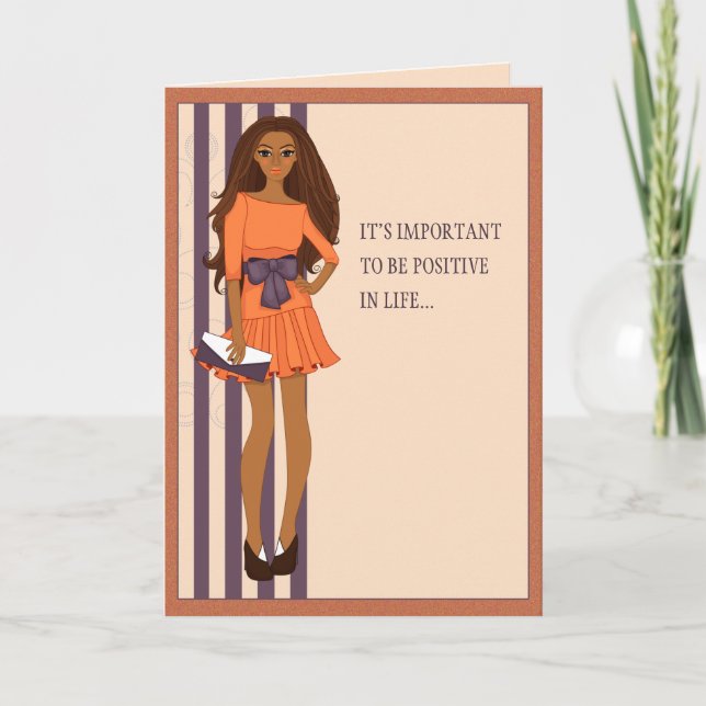 Be Positive Cute Birthday Card For Friend (Women) (Front)