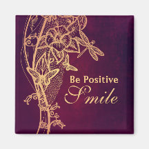 Be Positive Smile Elegant Butterfly on Burgundy