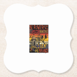 Be Powerful Beautiful Brilliant Halloween Mushroom Paper Coaster