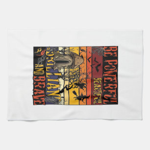 Be Powerful Beautiful Brilliant Halloween Mushroom Tea Towel