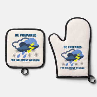Be Prepared For Inclement Weather Storm Clouds Oven Mitt & Pot Holder Set