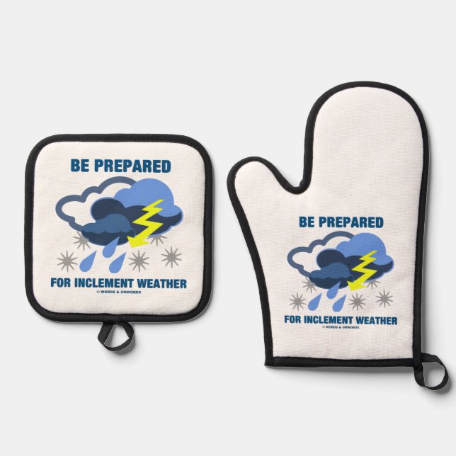 Be Prepared For Inclement Weather Storm Clouds Oven Mitt & Pot Holder Set (Front)