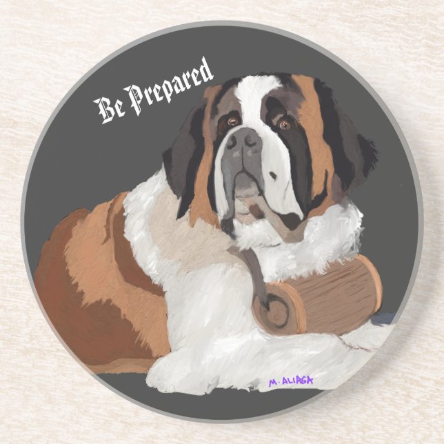 Be Prepared!  St. Bernard with keg Coaster (Front)