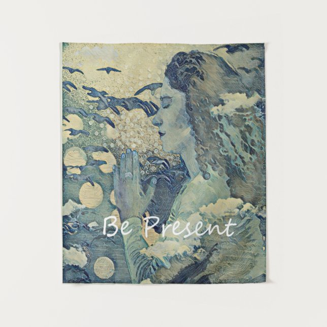 Be Present Wall Art Spiritual Prayer Tapestry (Front)