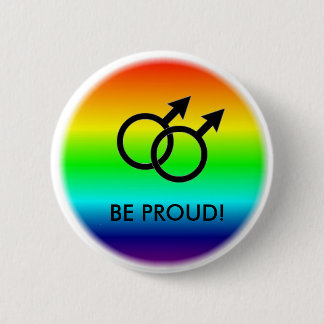 BE PROUD! MALE SYMBOLS 6 CM ROUND BADGE