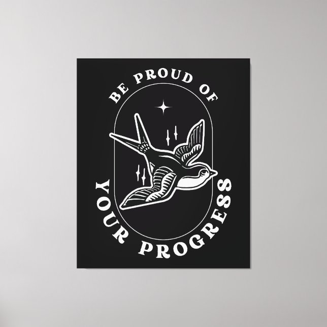 Be Proud of Your Progress Motivational Quote Canvas Print (Front)