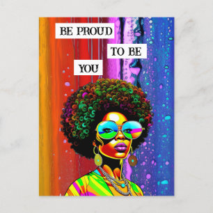 Be Proud To Be You Groovy Woman of Colour Postcard