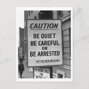 Be Quiet, Be Careful, Be Arrested Vintage Postcard