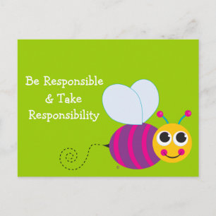 Be Responsible Cute Bee Card
