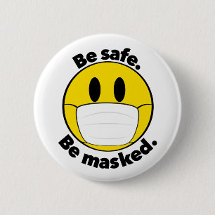 Be Safe Be Masked Illustrated 6 Cm Round Badge