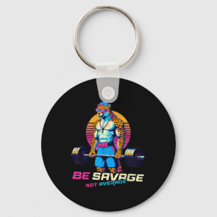 Be Savage Not Average Cheetah Bodybuilder Tee Gym  Key Ring