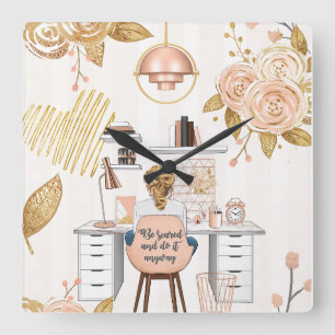 Be Scared & Do It Anyway Square Wall Clock