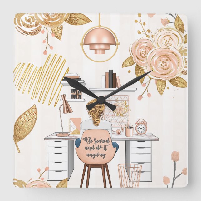 Be Scared & Do It Anyway Square Wall Clock (Front)