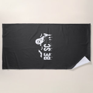 Be Scary Halloween Ghost Bat Design_1 Beach Towel