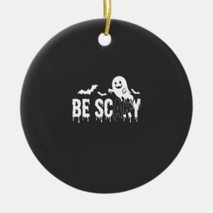 Be Scary Halloween Ghost Bat Design_1 Ceramic Tree Decoration
