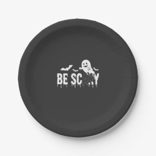 Be Scary Halloween Ghost Bat Design_1 Paper Plate