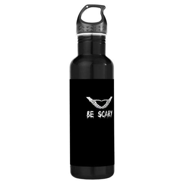 Be Scary Halloween Skeleton Over Heart 710 Ml Water Bottle (Front)