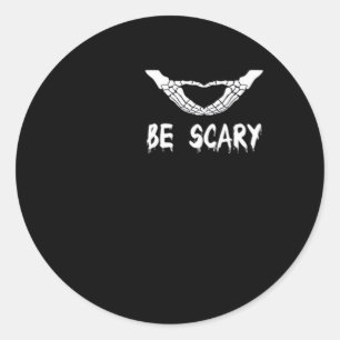 Be Scary Halloween Skeleton Over Heart Classic Round Sticker