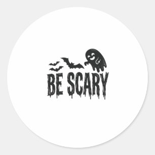 Be Scary Vintage Ghost Bat Halloween Shirt Design_ Classic Round Sticker