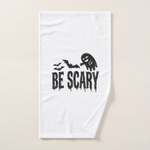 Be Scary Vintage Ghost Bat Halloween Shirt Design_ Hand Towel