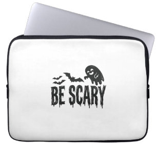 Be Scary Vintage Ghost Bat Halloween Shirt Design_ Laptop Sleeve