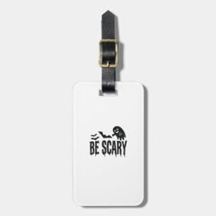 Be Scary Vintage Ghost Bat Halloween Shirt Design_ Luggage Tag