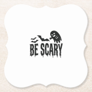 Be Scary Vintage Ghost Bat Halloween Shirt Design_ Paper Coaster