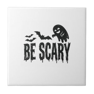 Be Scary Vintage Ghost Bat Halloween Shirt Design_ Tile