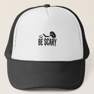 Be Scary Vintage Ghost Bat Halloween Shirt Design_ Trucker Hat