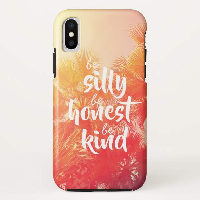 Be Sill Be Honest Be Kind Quote Retro Palm Tree Case-Mate iPhone Case (Back)