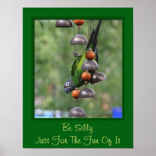 Be Silly Inspirational Quote Parrot Poster