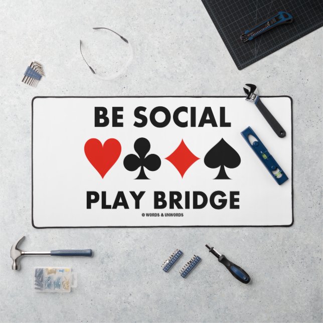 Be Social Play Bridge Four Card Suits Advice Desk Mat (Workstation)