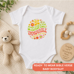 Be Steadfast & Immoveable – Wavy Floral Christian Baby Bodysuit