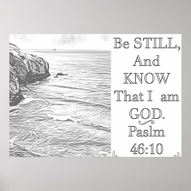 Be still and know,  Adult coloring seascape Poster (Front)